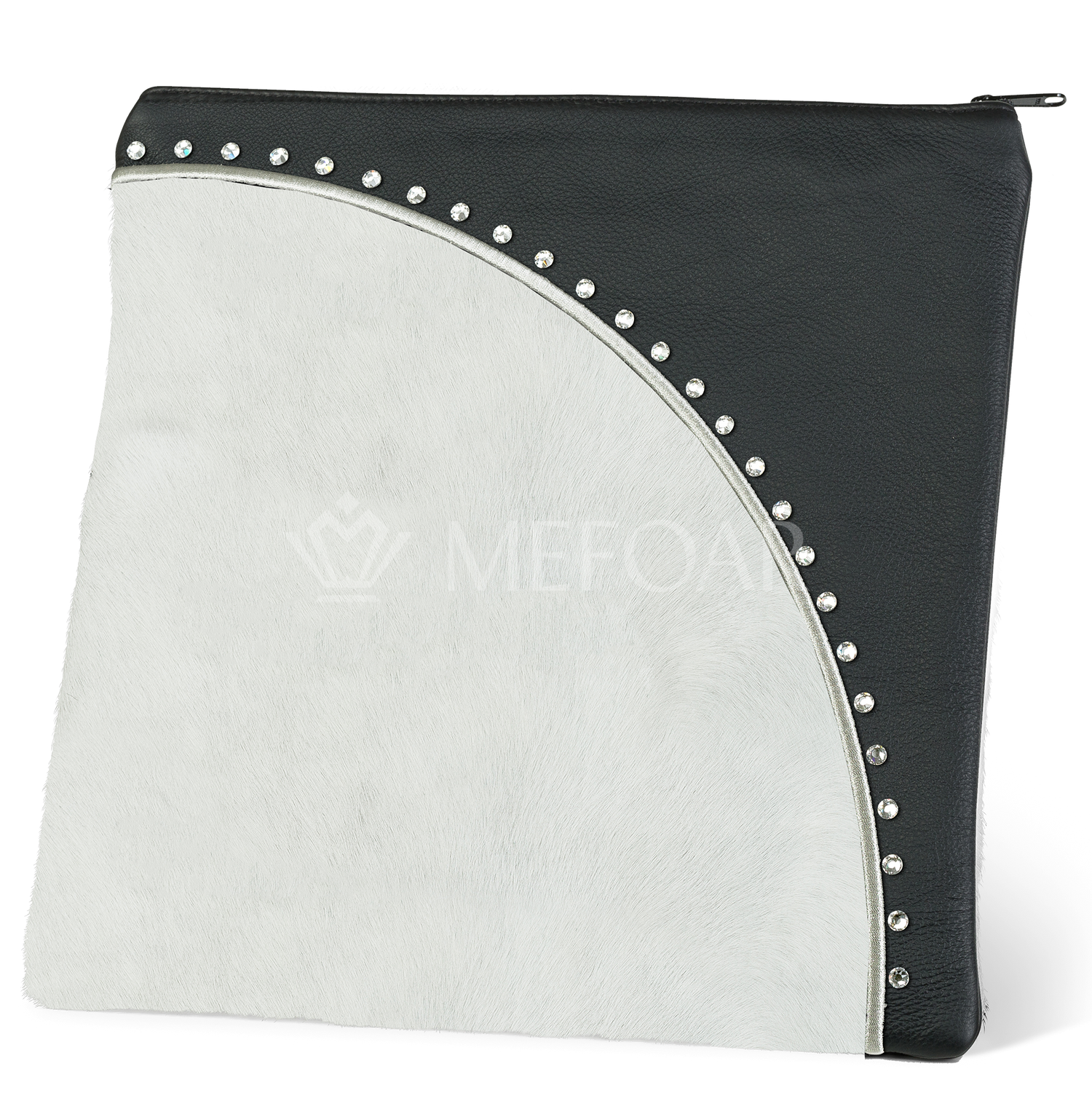 Tallis and Tefillin Bag Design #344 - Black Leather and Fur - Tallis Bags view 3 | Judaica Square Lakewood