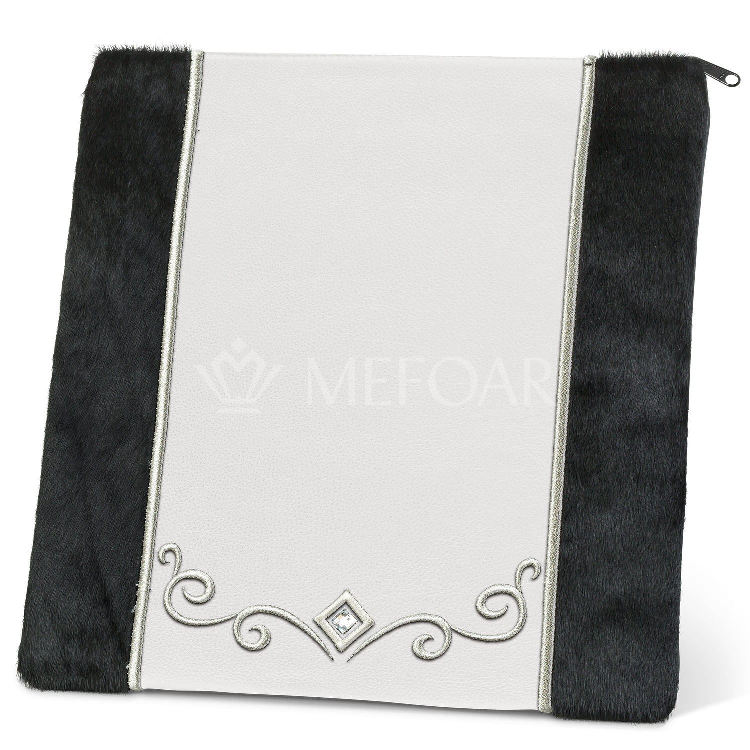Tallis and Tefillin Bag Design #345 - Black Fur and Leather - Tallis Bags view 3 | Judaica Square Lakewood