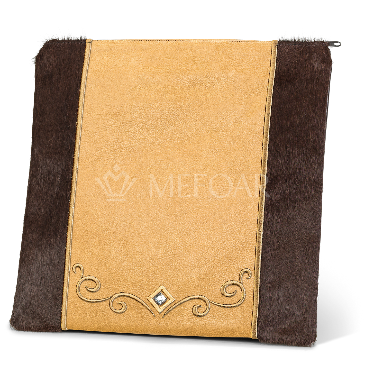 Tallis and Tefillin Bag Design #345 - Brown Fur and Leather - Tallis Bags view 2 | Judaica Square Lakewood