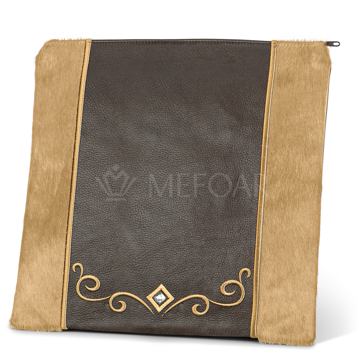 Tallis and Tefillin Bag Design #345 - Camel Fur and Leather - Tallis Bags view 2 | Judaica Square Lakewood