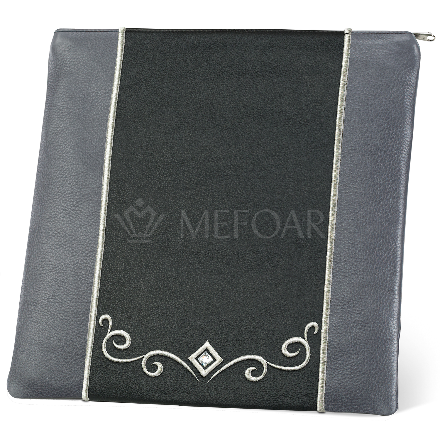 Tallis and Tefillin Bag Design #345 - Black and Livid Leather - Tallis Bags view 2 | Judaica Square Lakewood
