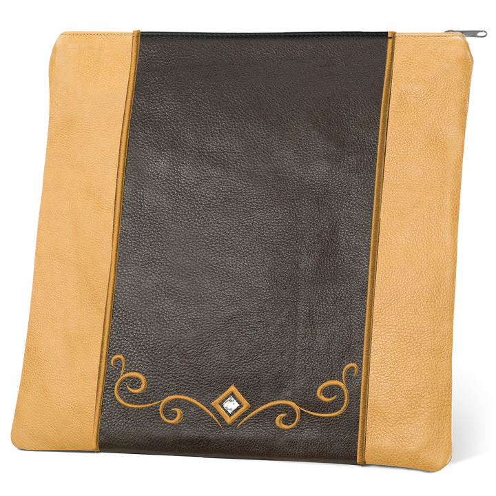 Tallis and Tefillin Bag Design #345 - Camel and Brown Leather - Tallis Bags