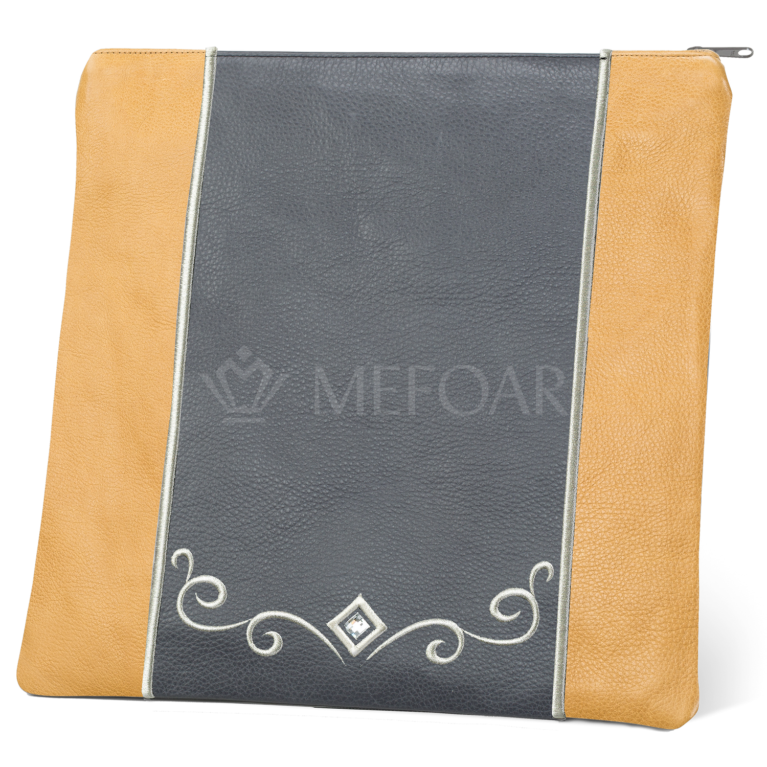 Tallis and Tefillin Bag Design #345 - Camel and Livid Leather - Tallis Bags view 2 | Judaica Square Lakewood