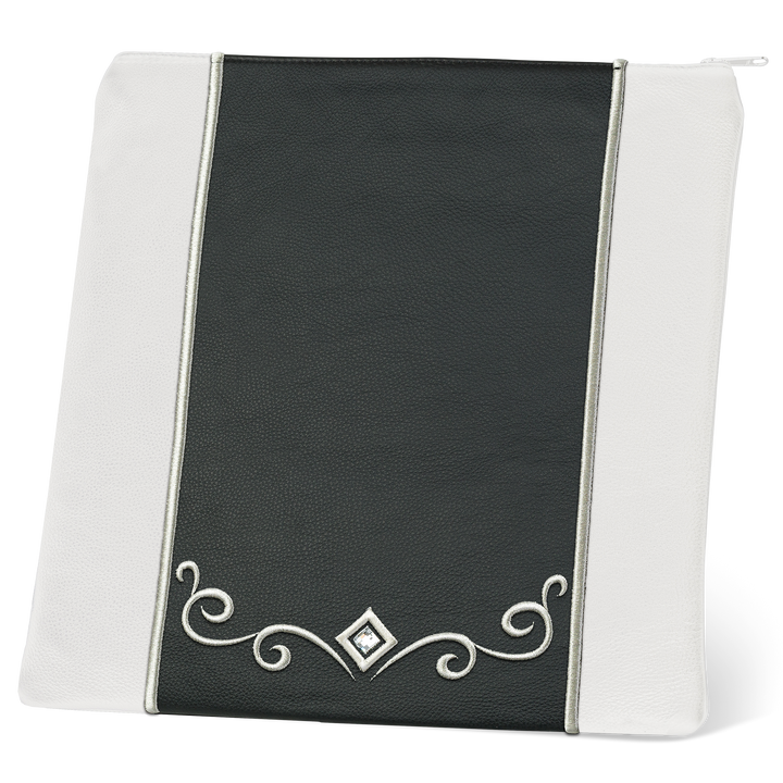 Tallis and Tefillin Bag Design #345 - Black and White Leather - Tallis Bags