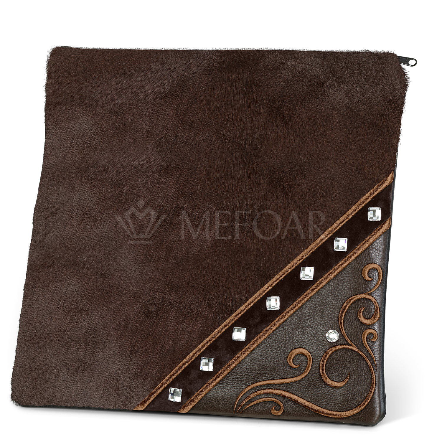 Tallis and Tefillin Bag Design #346 - Leather and Fur - Tallis Bags view 3 | Judaica Square Lakewood