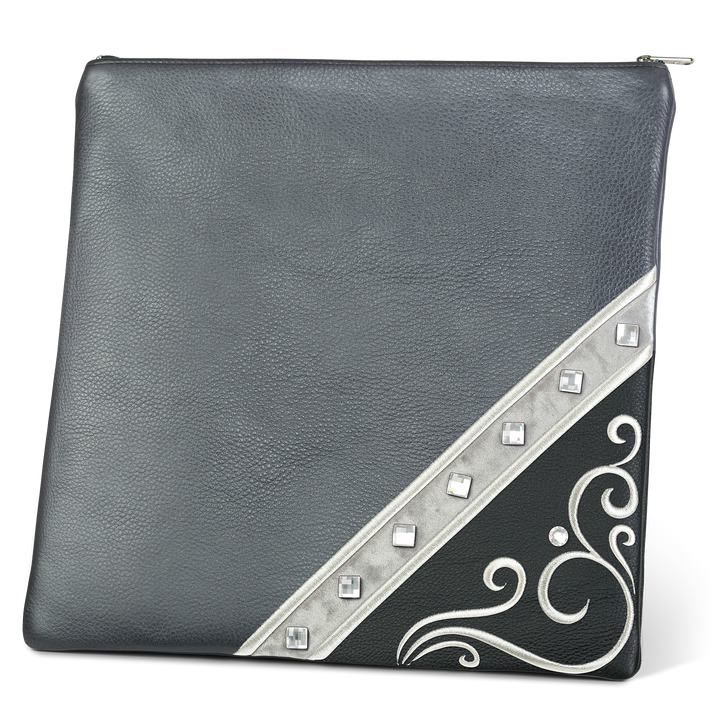Tallis and Tefillin Bag Design #346 - Black and Livid Leather - Tallis Bags