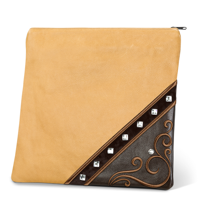 Tallis and Tefillin Bag Design #346 - Camel and Brown Leather - Tallis Bags