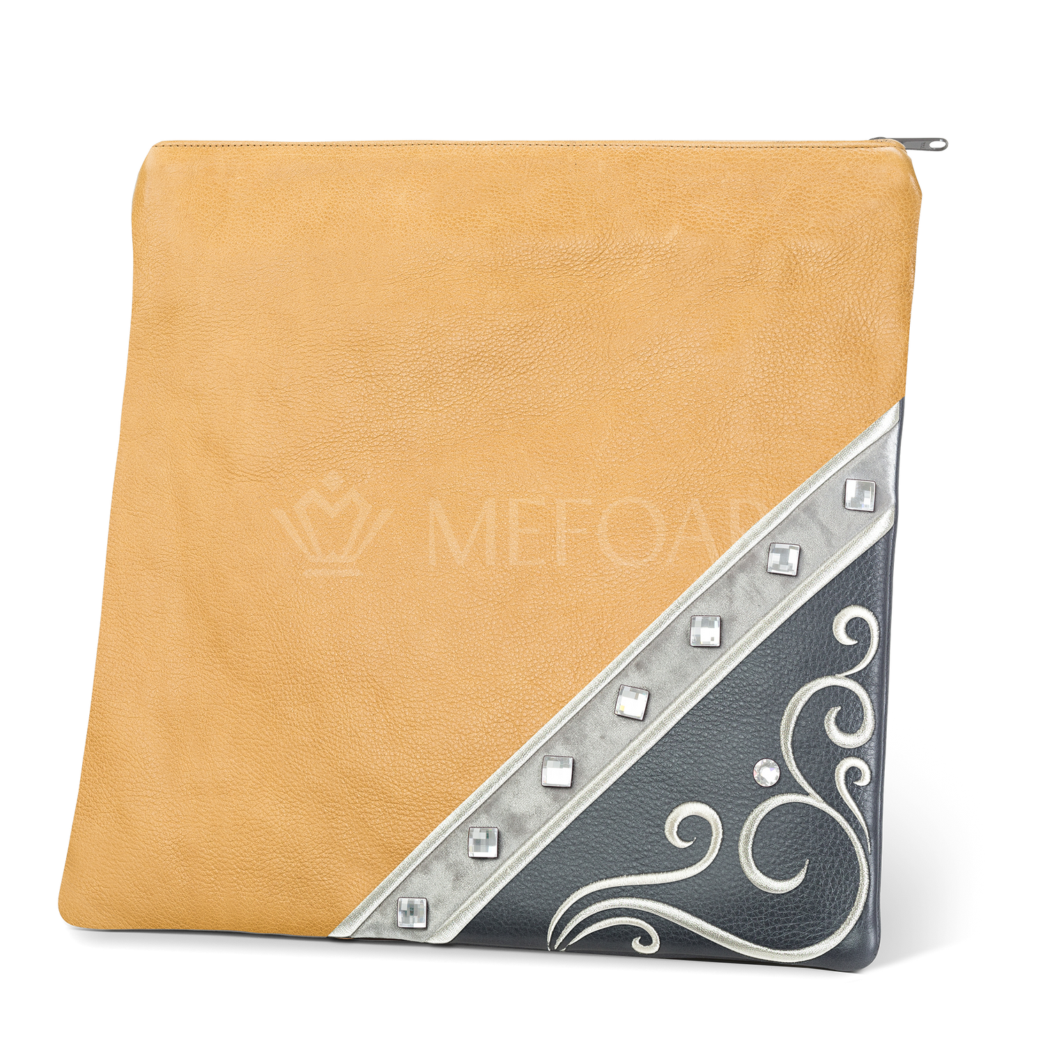Tallis and Tefillin Bag Design #346 - Camel and Livid Leather - Tallis Bags view 2 | Judaica Square Lakewood