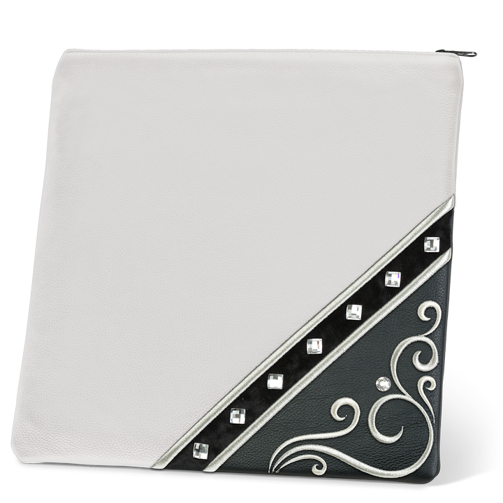 Tallis and Tefillin Bag Design #346 - Black and White Leather - Tallis Bags