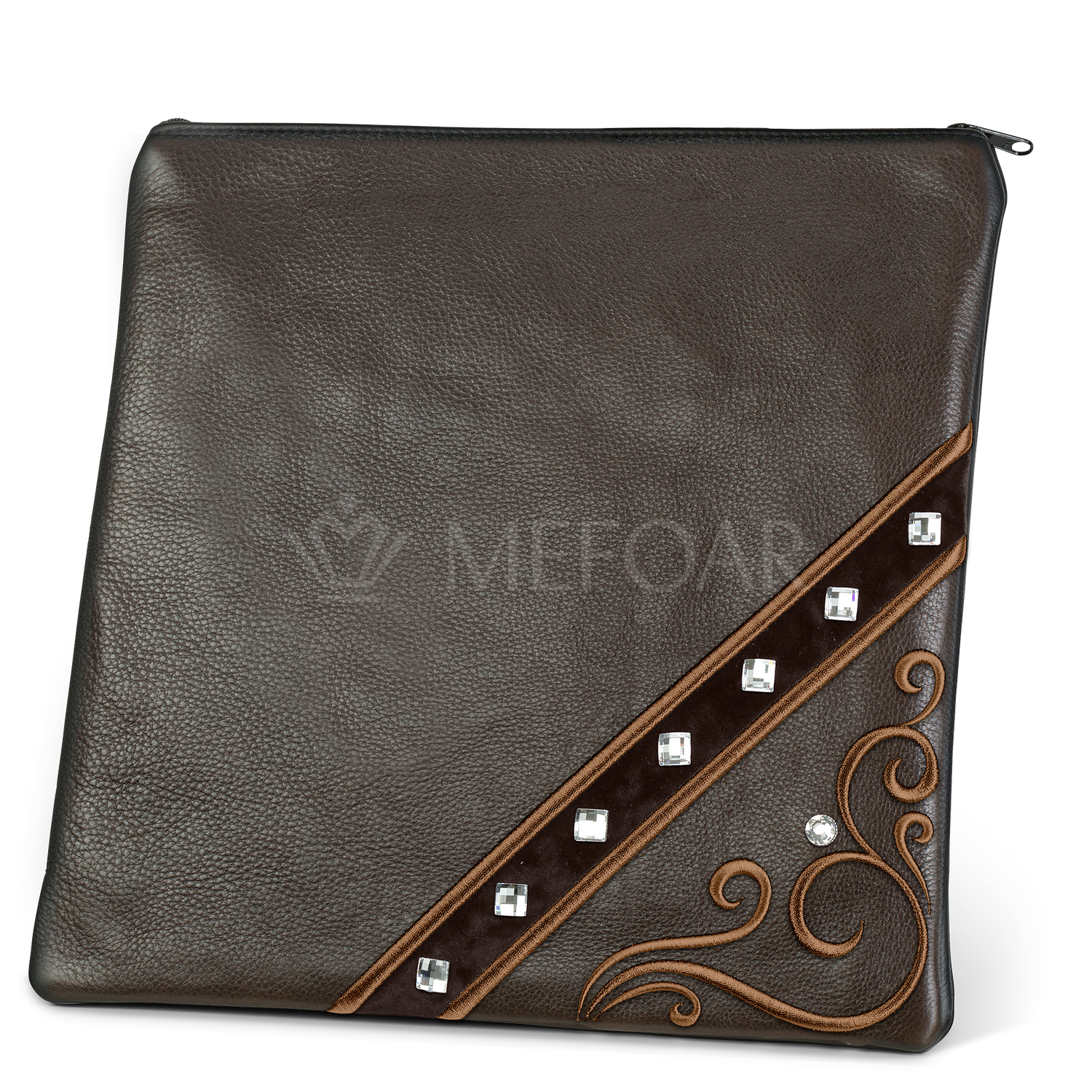Tallis and Tefillin Bag Design #346 - Solid Leather - Tallis Bags view 3 | Judaica Square Lakewood