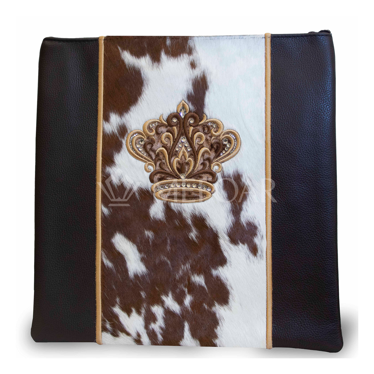 Tallis and Tefillin Bag Design #347 - Black Leather and Fur - Tallis Bags view 2 | Judaica Square Lakewood