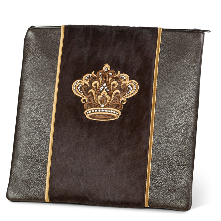 Tallis and Tefillin Bag Design #347 - Brown Leather and Fur - Tallis Bags
