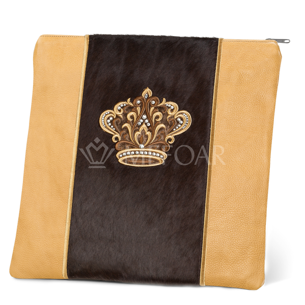 Tallis and Tefillin Bag Design #347 - Camel Leather and Fur - Tallis Bags