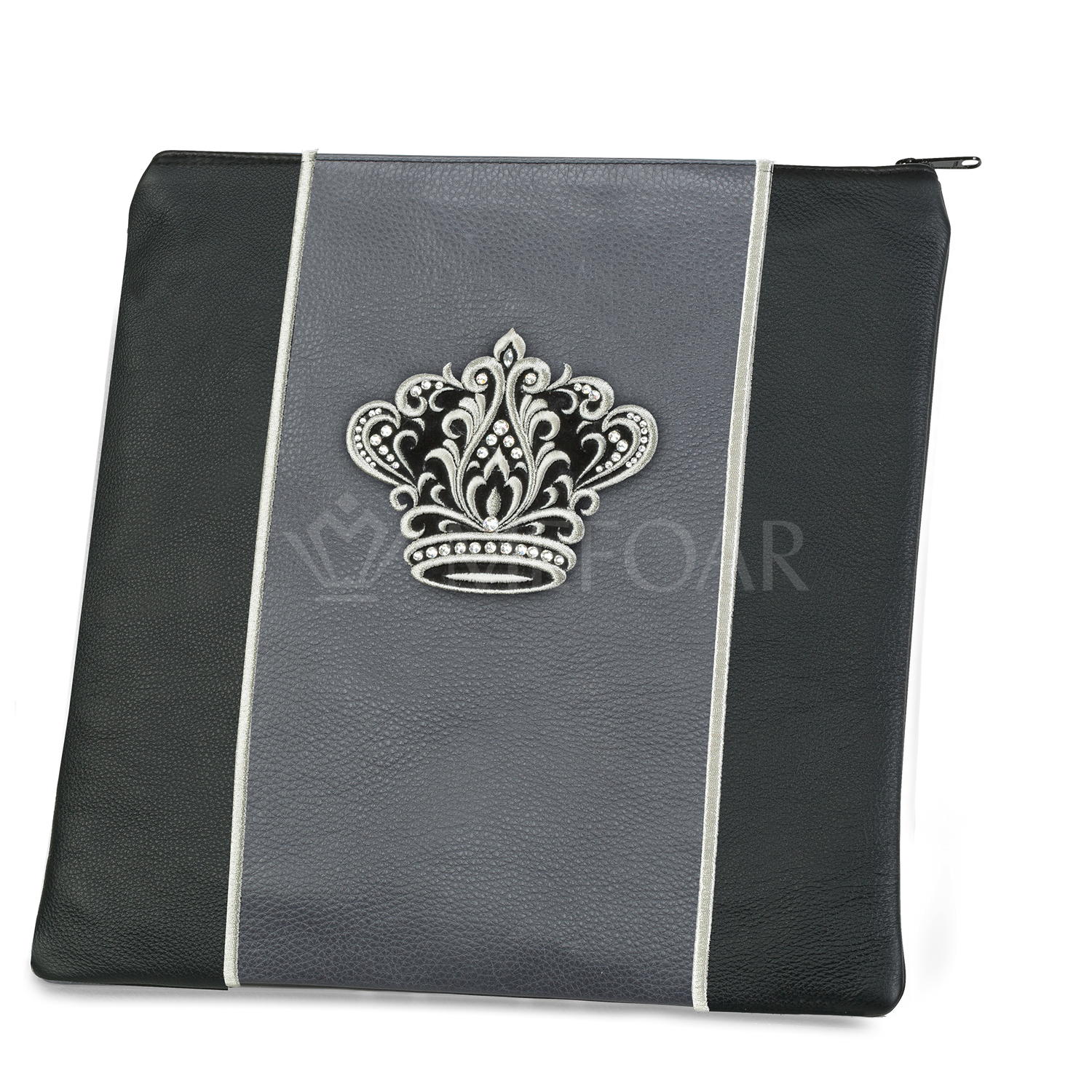 Tallis and Tefillin Bag Design #347 - Livid and Black Leather - Tallis Bags view 2 | Judaica Square Lakewood