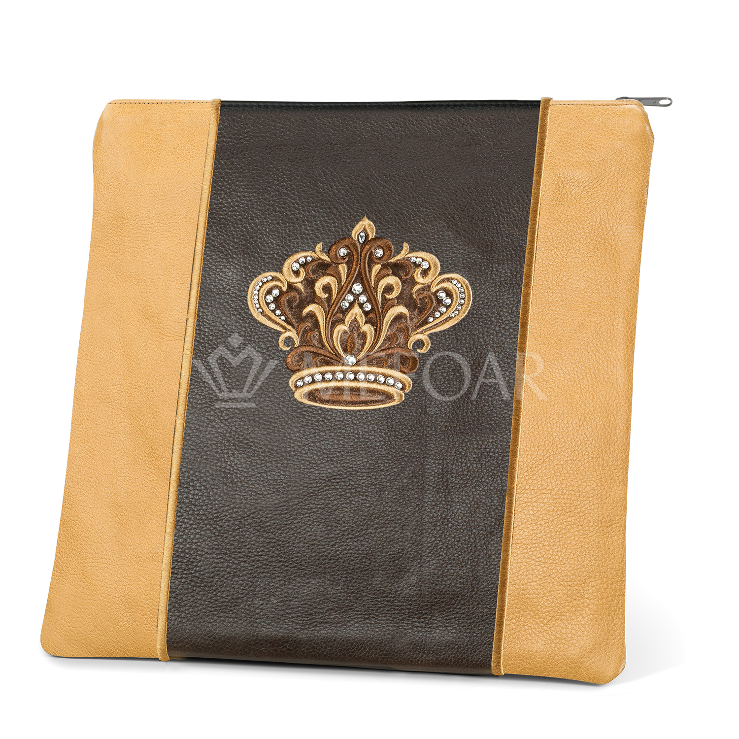 Tallis and Tefillin Bag Design #347 - Brown and Camel Leather - Tallis Bags view 2 | Judaica Square Lakewood