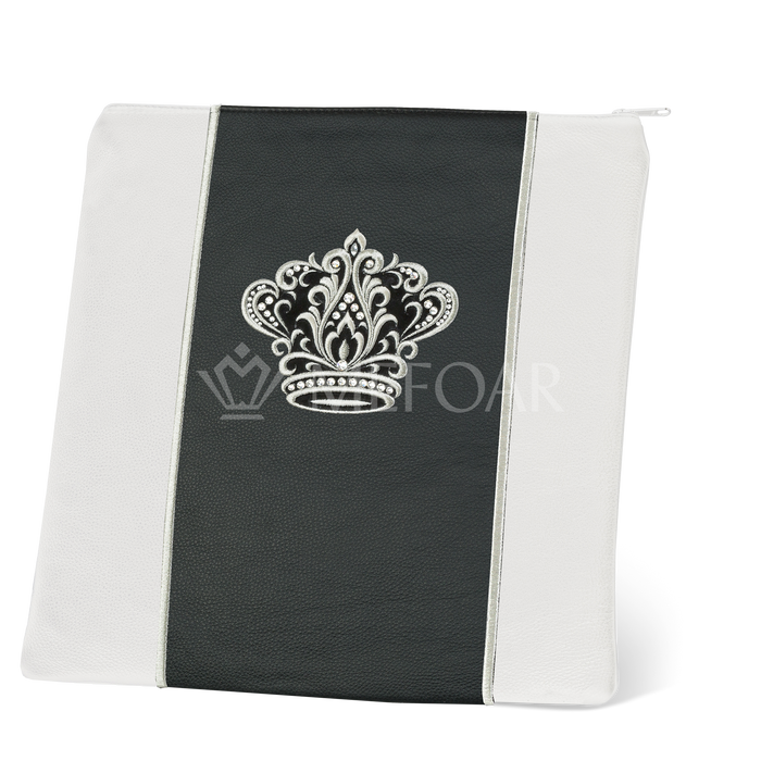 Tallis and Tefillin Bag Design #347 - White and Black Leather - Tallis Bags | Judaica Square Lakewood