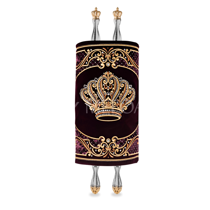 Velvet Torah Mantle - Style 805 - Burgundy - Torah Covers & Mantles