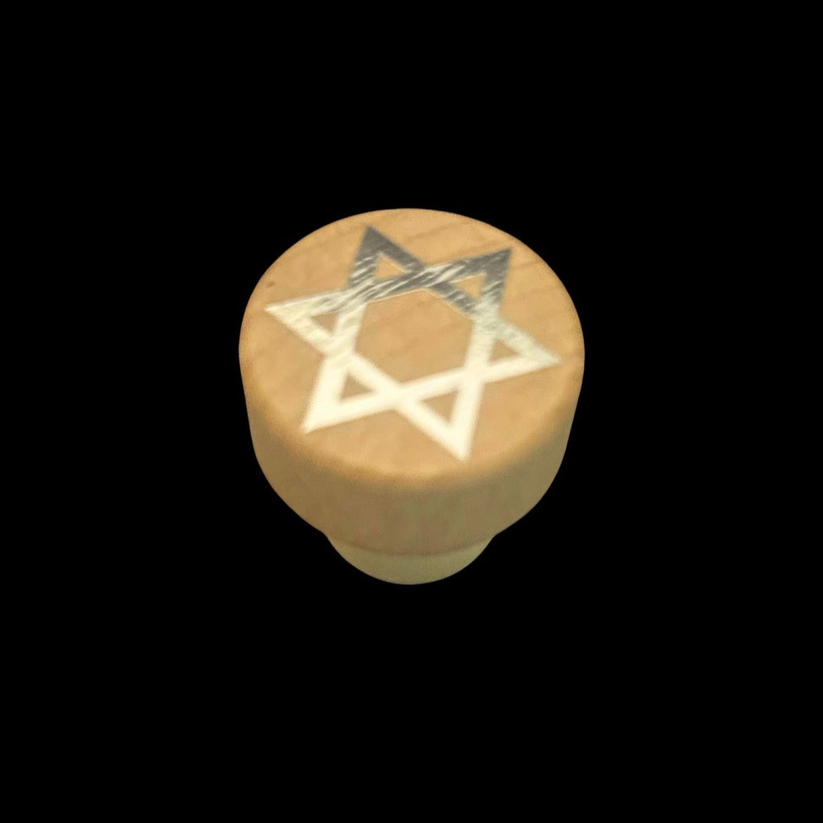 Star of David wine stopper — metallic wooden cork bottle top with vinyl star | Judaica Square Lakewood (view 6)