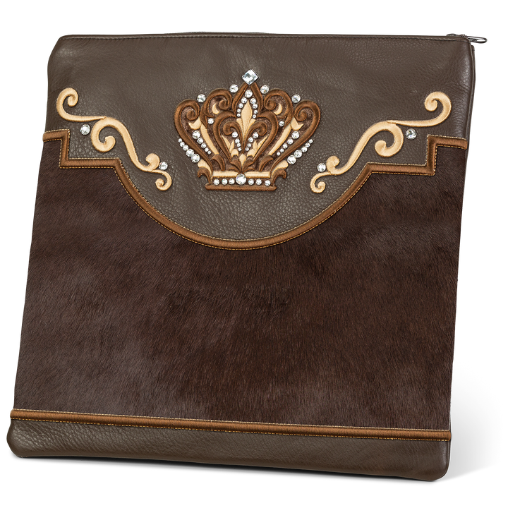 Tallis and Tefillin Bag Design #350 - Brown Leather and Fur - Tallis Bags