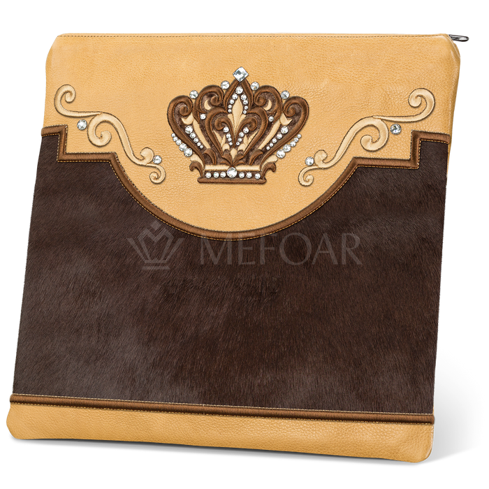 Tallis and Tefillin Bag Design #350 - Camel Leather and Fur - Tallis Bags | Judaica Square Lakewood