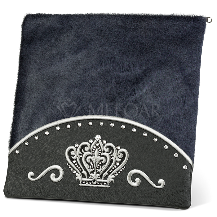 Tallis and Tefillin Bag Design #351 - Black Leather and Fur - Tallis Bags | Judaica Square Lakewood