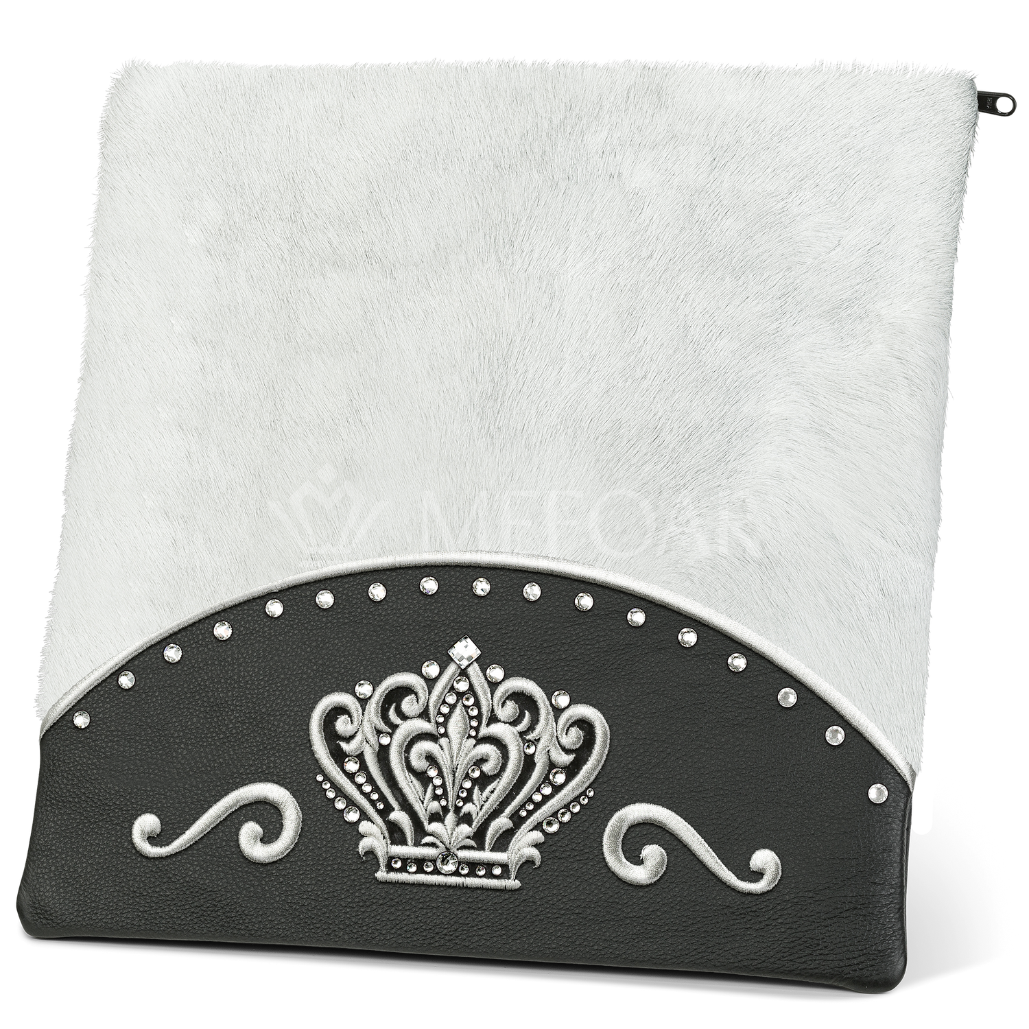 Tallis and Tefillin Bag Design #351 - Black Leather and Fur - Tallis Bags view 2 | Judaica Square Lakewood