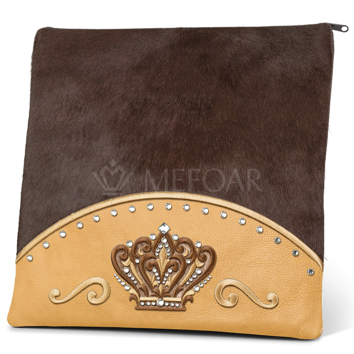 Tallis and Tefillin Bag Design #351 - Camel Leather and Fur - Tallis Bags | Judaica Square Lakewood