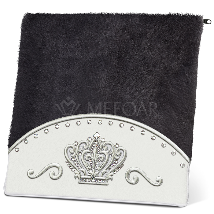 Tallis and Tefillin Bag Design #351 - White Leather and Fur - Tallis Bags | Judaica Square Lakewood