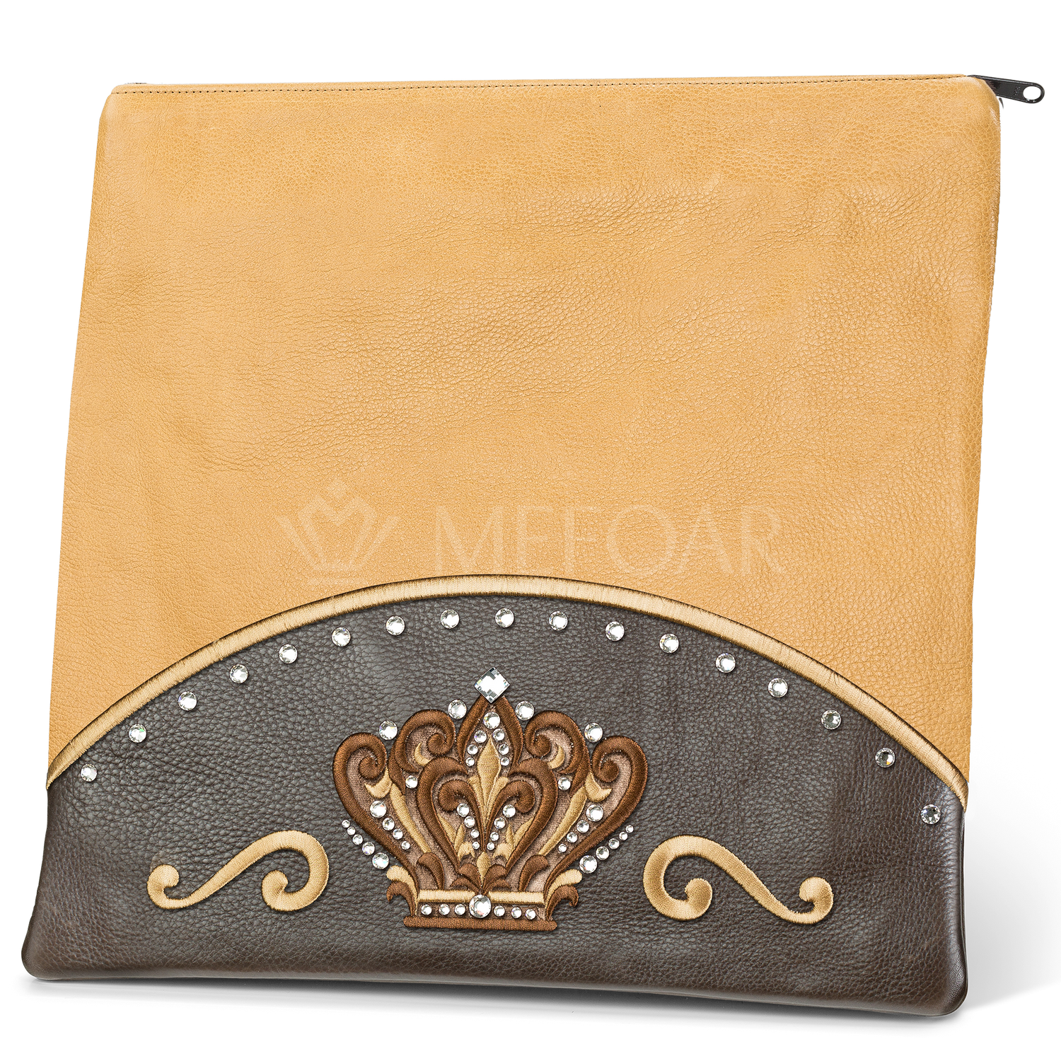 Tallis and Tefillin Bag Design #351 - Brown and Camel Leather - Tallis Bags view 2 | Judaica Square Lakewood