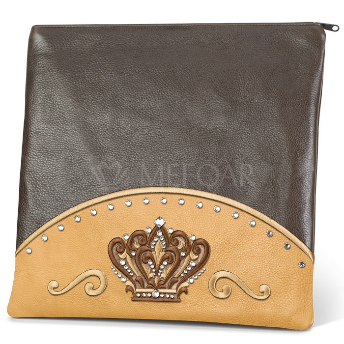 Tallis and Tefillin Bag Design #351 - Brown and Camel Leather - Tallis Bags | Judaica Square Lakewood