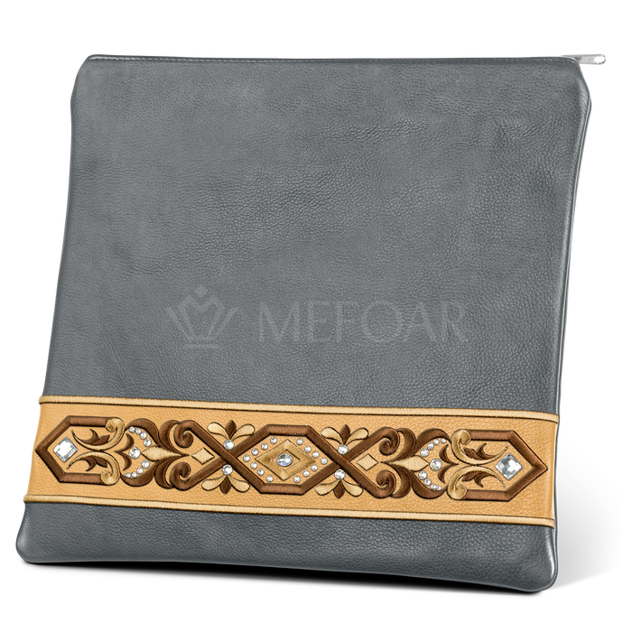 Tallis and Tefillin Bag Design #353 - Camel and Livid Leather - Tallis Bags | Judaica Square Lakewood