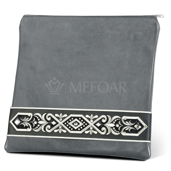 Tallis and Tefillin Bag Design #353 - Black and Livid Leather - Tallis Bags | Judaica Square Lakewood