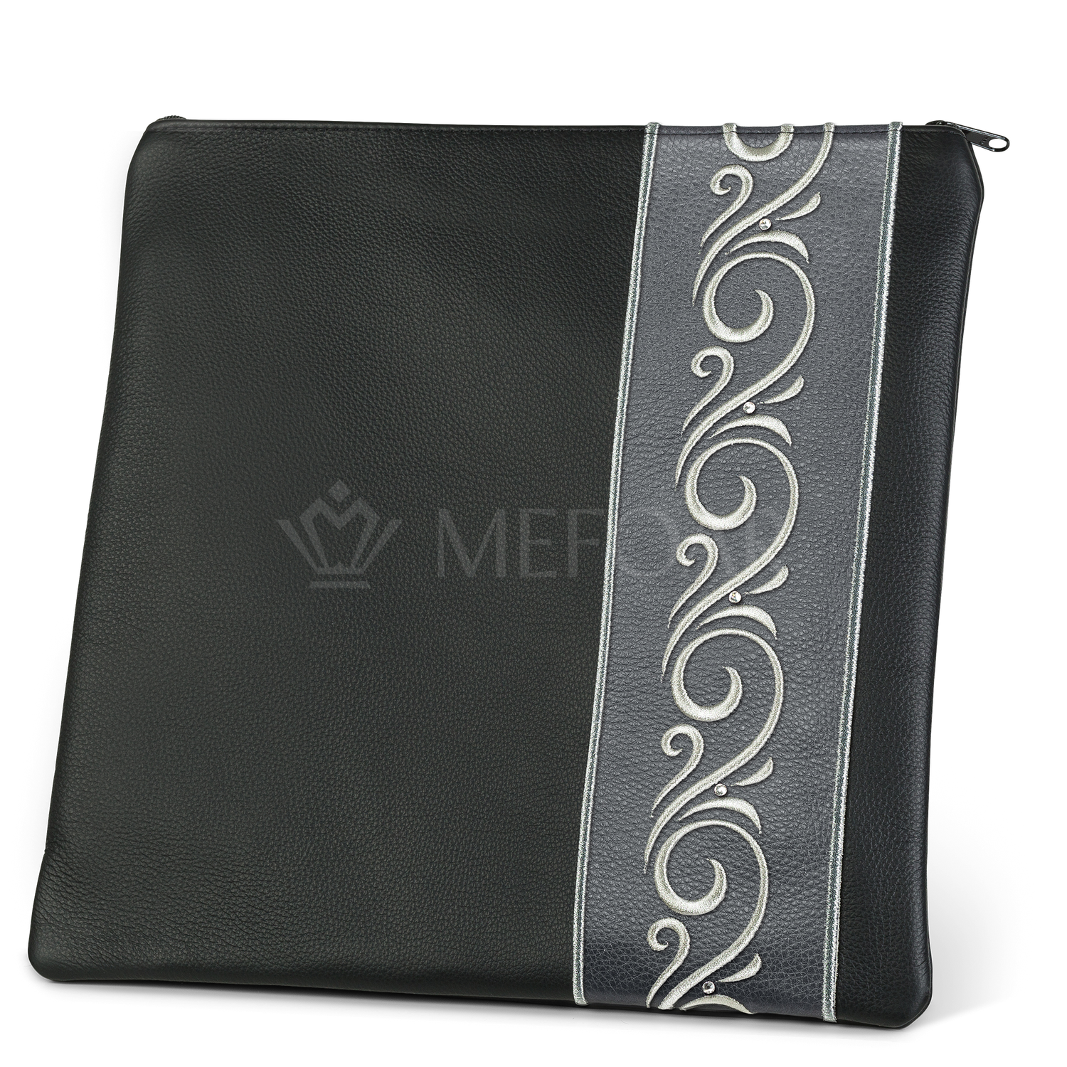 Tallis and Tefillin Bag Design #354 - Black and Livid Leather - Tallis Bags view 2 | Judaica Square Lakewood