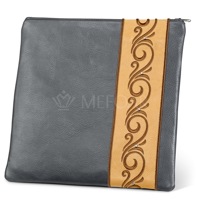 Tallis and Tefillin Bag Design #354 - Camel and Livid Leather - Tallis Bags | Judaica Square Lakewood