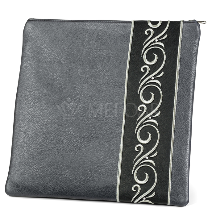 Tallis and Tefillin Bag Design #354 - Black and Livid Leather - Tallis Bags | Judaica Square Lakewood