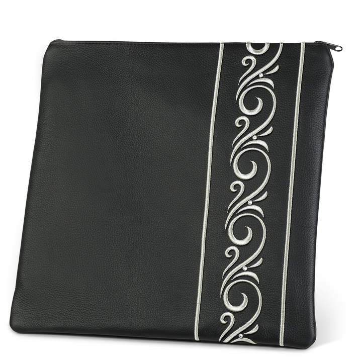 Black solid-leather Tallis and Tefillin bag, Design 354
