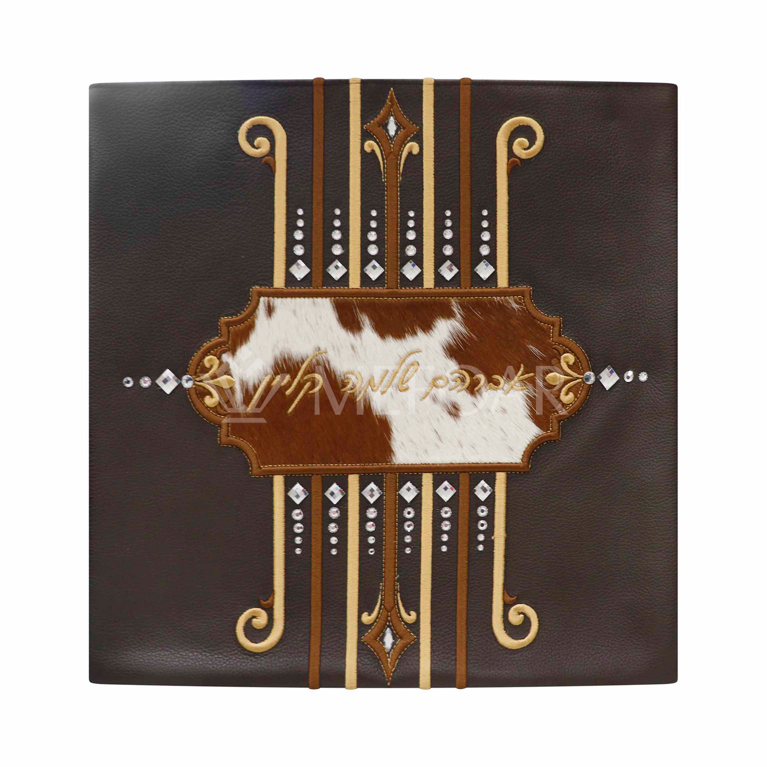 Tallis and Tefillin Bag Design #355 - Brown Leather and Fur - Tallis Bags view 3 | Judaica Square Lakewood