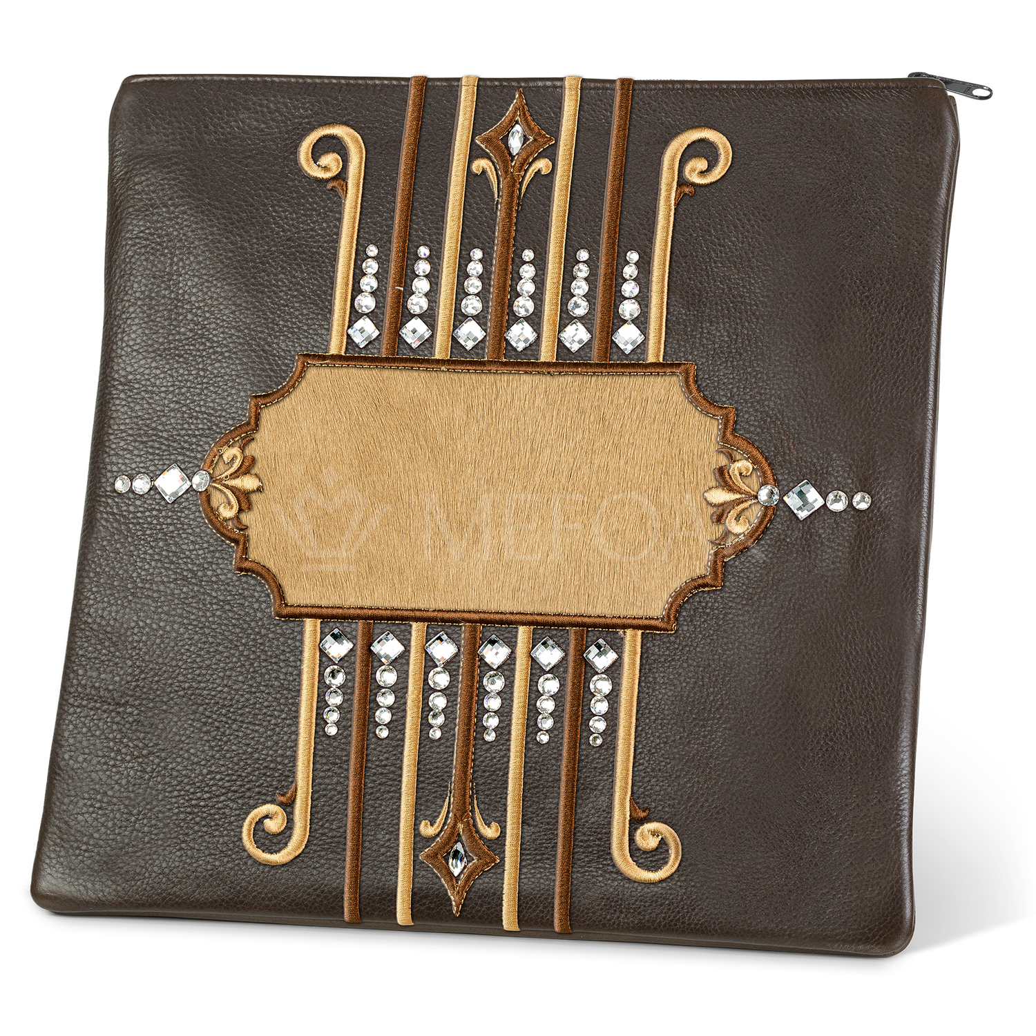 Tallis and Tefillin Bag Design #355 - Brown Leather and Fur - Tallis Bags view 2 | Judaica Square Lakewood