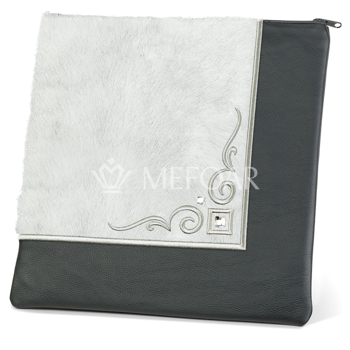 Tallis and Tefillin Bag Design #356 - White Fur and Leather - Tallis Bags | Judaica Square Lakewood