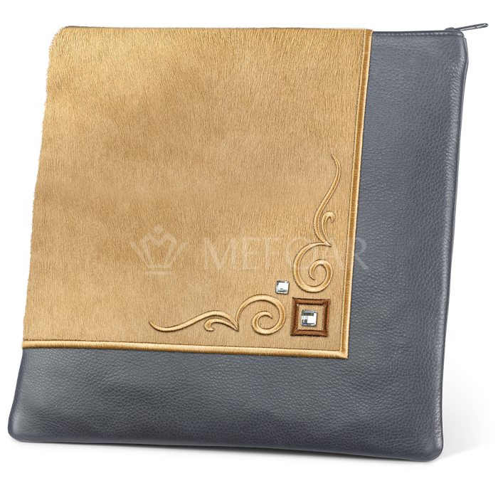 Tallis and Tefillin Bag Design #356 - Camel Fur and Leather - Tallis Bags | Judaica Square Lakewood