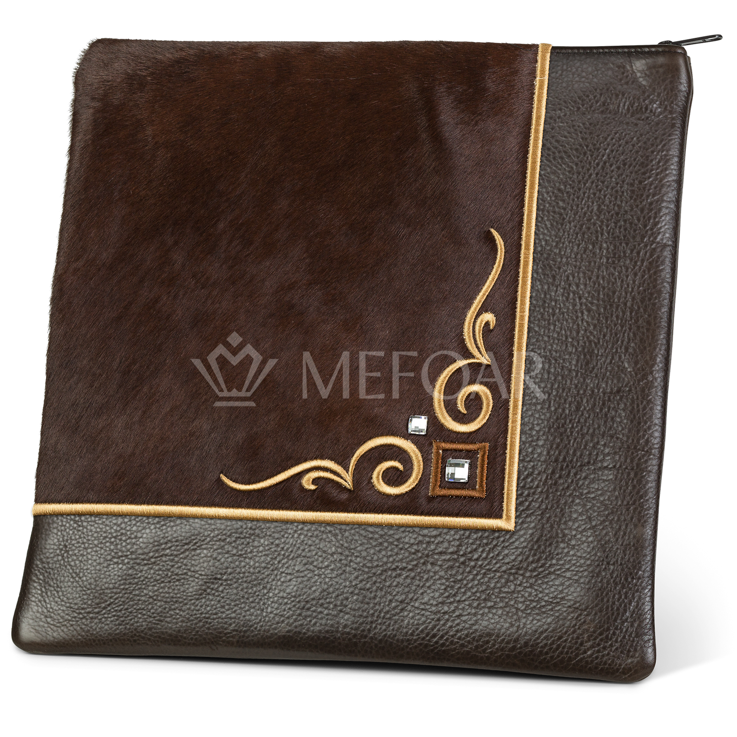 Tallis and Tefillin Bag Design #356 - Brown Fur and Leather - Tallis Bags view 2 | Judaica Square Lakewood