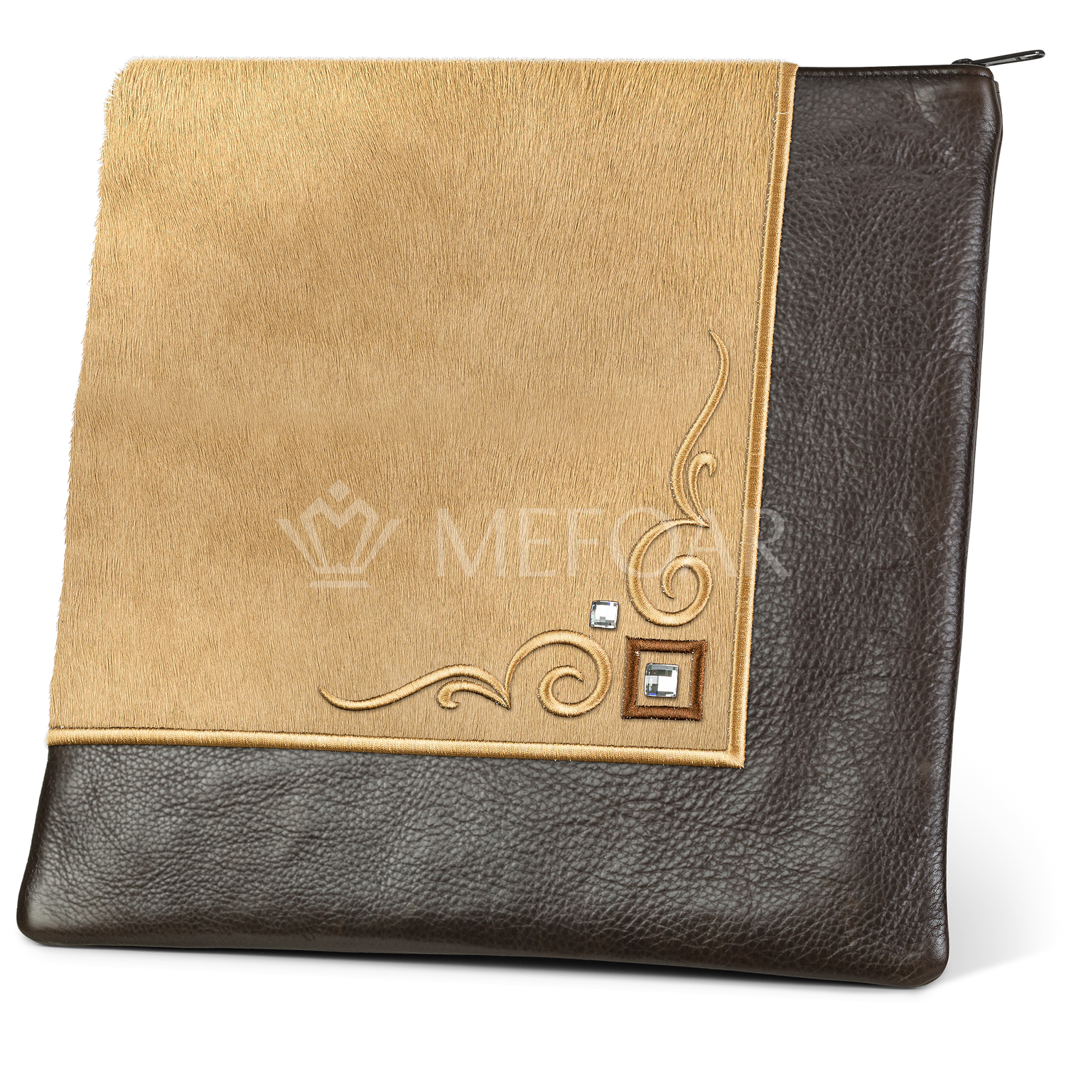 Tallis and Tefillin Bag Design #356 - Camel Fur and Leather - Tallis Bags view 2 | Judaica Square Lakewood