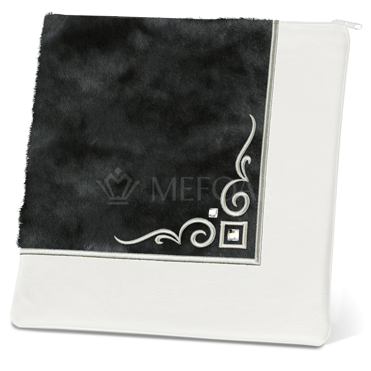 Tallis and Tefillin Bag Design #356 - Black Fur and Leather - Tallis Bags view 3 | Judaica Square Lakewood