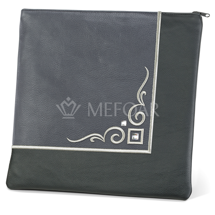 Tallis and Tefillin Bag Design #356 - Black and Livid Leather - Tallis Bags | Judaica Square Lakewood