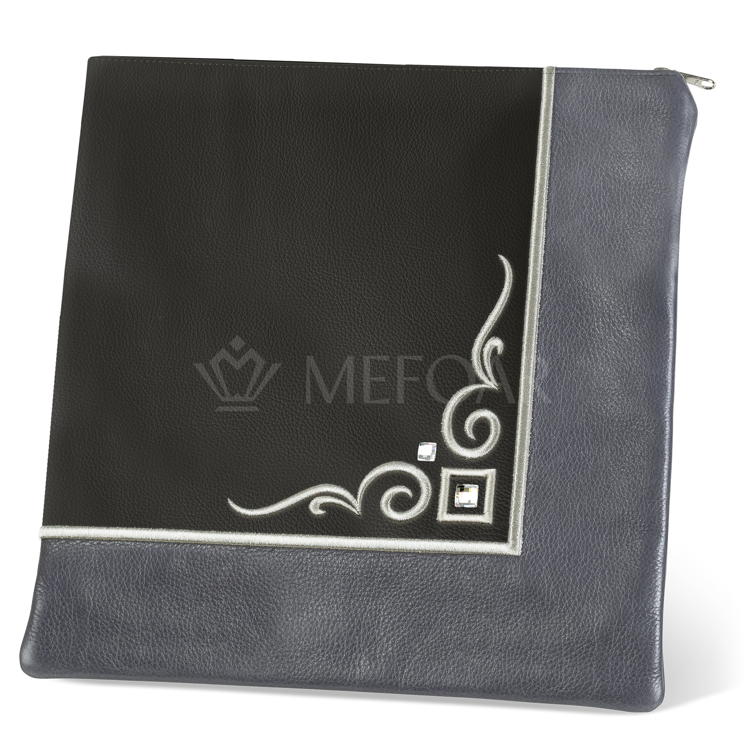 Tallis and Tefillin Bag Design #356 - Black and Livid Leather - Tallis Bags view 2 | Judaica Square Lakewood