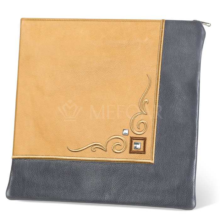 Tallis and Tefillin Bag Design #356 - Camel and Livid Leather - Tallis Bags | Judaica Square Lakewood