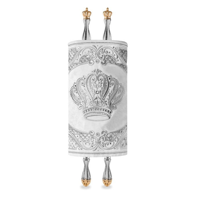 Velvet Torah Mantle - Style 805-White - Torah Covers & Mantles