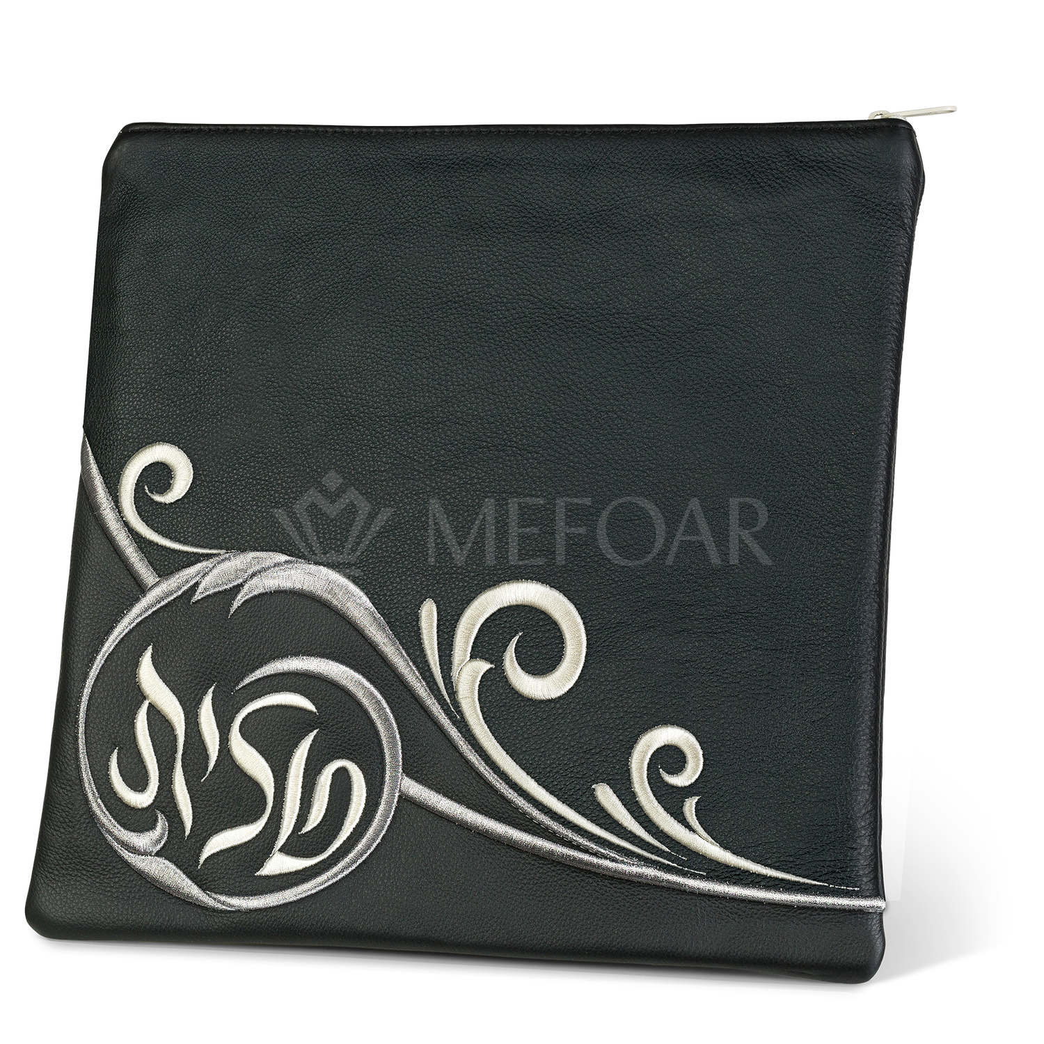 Tallis and Tefillin Bag Design #367 - Black Leather Two Tone - Tallis Bags view 3 | Judaica Square Lakewood