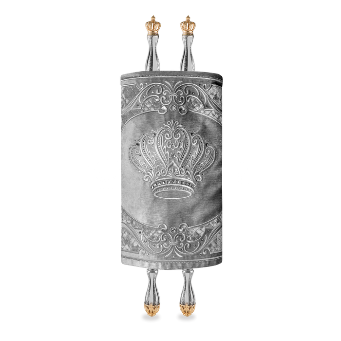 Velvet Torah Mantle - Style 805 - Silver - Torah Covers & Mantles