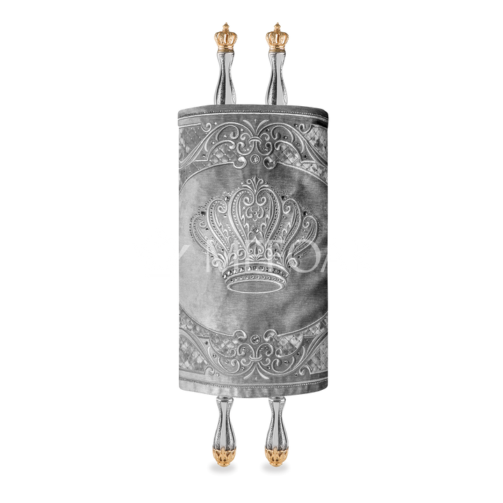 Velvet Torah Mantle - Style #805 - Silver